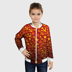 Бомбер детский Серп и молот паттерн, цвет: 3D-белый — фото 2