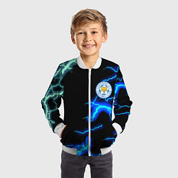 Бомбер детский Лестер Сити шторм, цвет: 3D-белый — фото 2