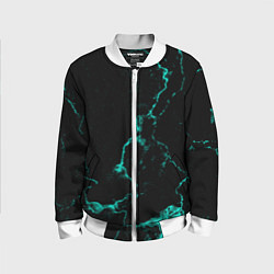 Бомбер детский Неоновый абстрактный черный и зеленый мрамор, цвет: 3D-белый