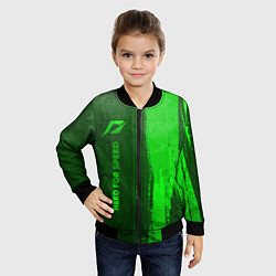 Бомбер детский Need for Speed - green gradient по-вертикали, цвет: 3D-черный — фото 2