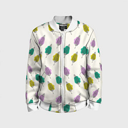 Бомбер детский Листья на пятнах, цвет: 3D-белый