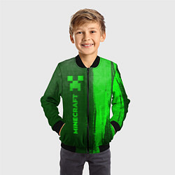 Бомбер детский Minecraft - green gradient по-вертикали, цвет: 3D-черный — фото 2