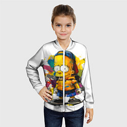 Бомбер детский Рисунок красками Барт Симпсон, цвет: 3D-белый — фото 2