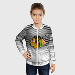 Бомбер детский Чикаго Блэкхокс - геометрический паттерн с градиен, цвет: 3D-белый — фото 2
