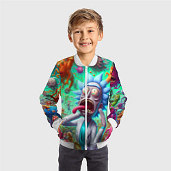 Бомбер детский Crazy Rick Sanchez among the monsters ai art fanta, цвет: 3D-белый — фото 2