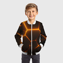 Бомбер детский Оранжевое свечение текстура, цвет: 3D-белый — фото 2