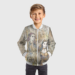 Бомбер детский Девушки стимпанк, цвет: 3D-белый — фото 2