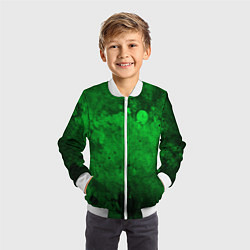 Бомбер детский Абстракция - green acid stains, цвет: 3D-белый — фото 2