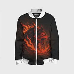 Бомбер детский Инфернальный волк, цвет: 3D-белый