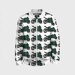 Бомбер детский Motorbike dark green, цвет: 3D-белый