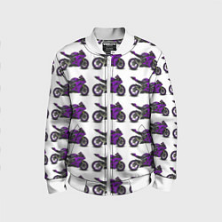 Бомбер детский Motorcycle purple, цвет: 3D-белый