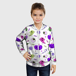 Бомбер детский Halloween purple pumpkin pattern, цвет: 3D-белый — фото 2