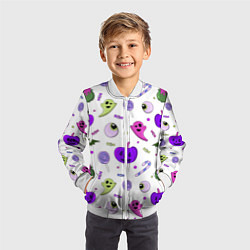 Бомбер детский Halloween purple pumpkin pattern, цвет: 3D-белый — фото 2