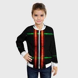 Бомбер детский Color black green red lines, цвет: 3D-белый — фото 2