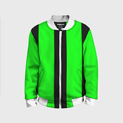 Бомбер детский Color green black line, цвет: 3D-белый