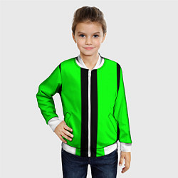 Бомбер детский Color green black line, цвет: 3D-белый — фото 2