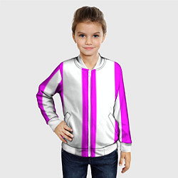 Бомбер детский Color white pink lines, цвет: 3D-белый — фото 2