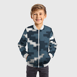 Бомбер детский Пиксельная текстура камуфляж, цвет: 3D-белый — фото 2