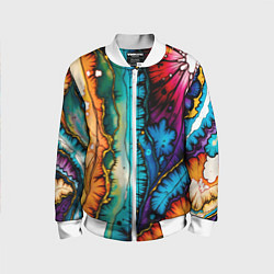 Бомбер детский Разноцветный узор, цвет: 3D-белый