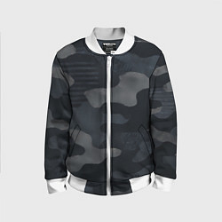 Бомбер детский Текстура - камуфляжная синяя ткань, цвет: 3D-белый