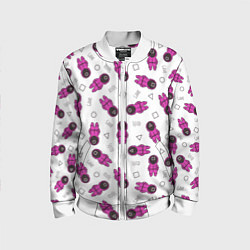 Бомбер детский Персонажи корейского сериала игра в кальмара, цвет: 3D-белый