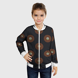 Бомбер детский Black coffee moon drops pattern, цвет: 3D-белый — фото 2