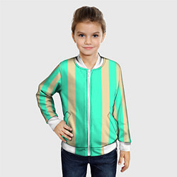 Бомбер детский Color blue beige stripes, цвет: 3D-белый — фото 2
