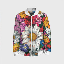 Детский бомбер Крупные цветы