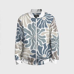 Бомбер детский Цветы blue and beige pattern, цвет: 3D-белый