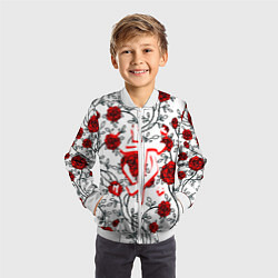 Бомбер детский Doom розы, цвет: 3D-белый — фото 2