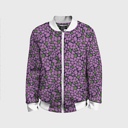 Бомбер детский Мозаичный мелкий узор фиолетовый с зелеными вкрапл, цвет: 3D-белый
