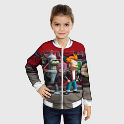 Бомбер детский Bender bending robot and Fry - ai art graffiti, цвет: 3D-белый — фото 2