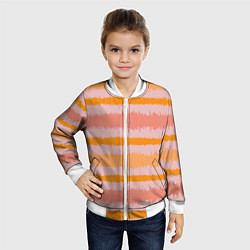 Бомбер детский Полосы зигзагообразные оранжево-розовые, цвет: 3D-белый — фото 2