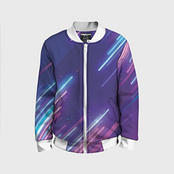 Бомбер детский Абстракция бело синие красные полосы, цвет: 3D-белый