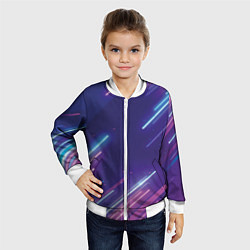 Бомбер детский Абстракция бело синие красные полосы, цвет: 3D-белый — фото 2