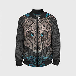 Бомбер детский Медведь в виде древнего орнамента символов, цвет: 3D-черный