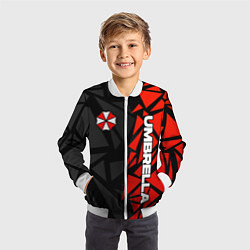 Бомбер детский Umbrella corp - красные фрагменты, цвет: 3D-белый — фото 2