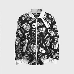 Бомбер детский Retro gamer pattern, цвет: 3D-белый
