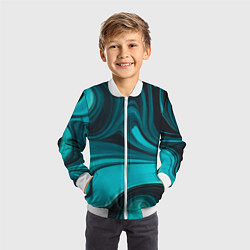 Бомбер детский Мраморный малахитовый узор из изумрудных разводов, цвет: 3D-белый — фото 2