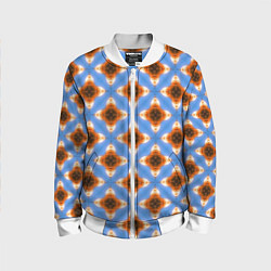 Бомбер детский Калейдоскоп на голубом фоне, цвет: 3D-белый