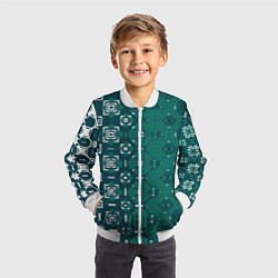 Бомбер детский Изумрудные узоры, цвет: 3D-белый — фото 2