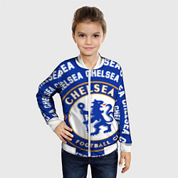 Бомбер детский Челси надписи по кругу и логотип, цвет: 3D-белый — фото 2