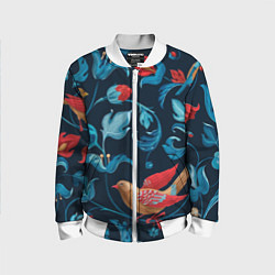 Детский бомбер Ночные цветы и птицы