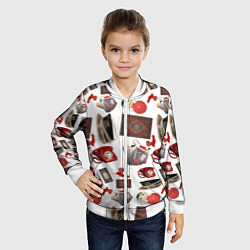 Бомбер детский Неваляшка утюг ретро авоська петушок телефон, цвет: 3D-белый — фото 2