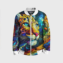 Детский бомбер Морда леопарда - витраж