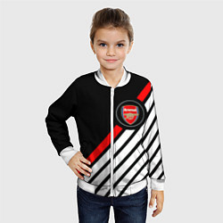 Бомбер детский Арсенал геометрия полосы, цвет: 3D-белый — фото 2
