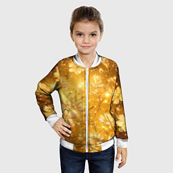 Бомбер детский Цветочный золотой с искрами, цвет: 3D-белый — фото 2