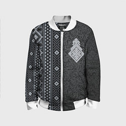 Бомбер детский Славянский орнамент Макошь, цвет: 3D-белый