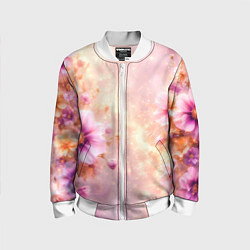 Бомбер детский Нежный розовый цветочный с золотистым свечением, цвет: 3D-белый