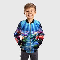 Бомбер детский Цветы на глубине освещённые лучами, цвет: 3D-черный — фото 2
